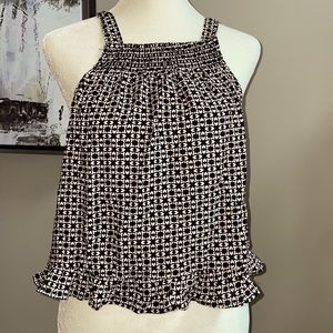 Francesca’s Collections Smocked Neck Tribal Tie Crop Top